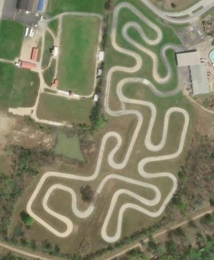 Aerial view of Thunder Road, the world's largest go-kart track, at Kart Kountry in Shepherdsville, Kentucky